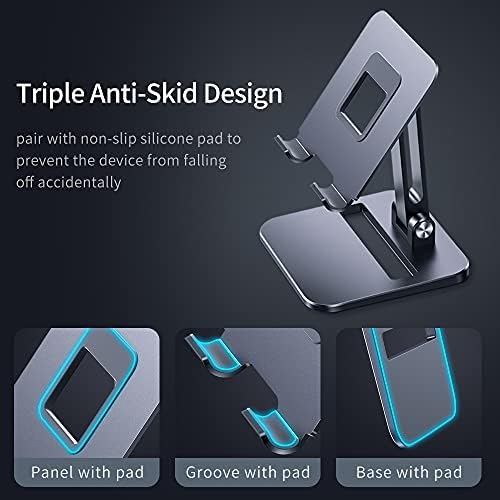 Stand de telefone celular ajustável Xundd, suporte de telefone dobrável para o suporte de telefone de alumínio para iPhone e smartphones/tablets
