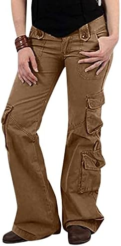 Calça de carga feminina de Zlovhe, calça de carga folgada feminina jeans vintage com bolsos soltos de calças de calças