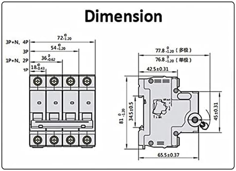 Nunomo 2p 230V ~ CTYPE Mini Circuito Divocido Miniatura Capacidade de Chave de Ar da Família 4,5ka Montagem 36mm Impressão a laser