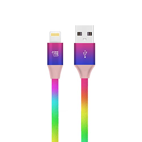 Gadgets LAX USB A TO LAVERSING CABO - Apple MFI Cabo de carregamento Rainbow Lightning Certificado Apple para o último iOS, incluindo