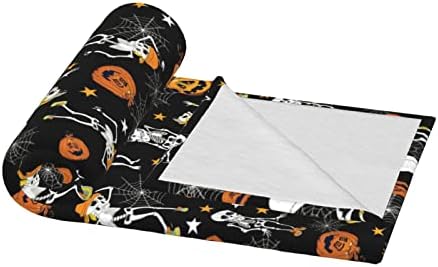 Blanta de flanela de Halloween Print Print Soft confortável cobertor de arremesso para cama, sofá, escritório, camping e viagens