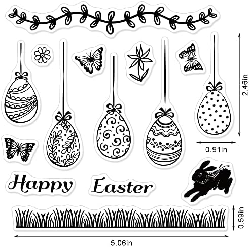 Feliz Palavras de Páscoa Clear Self para fazer cartas de recortes decorações de bricolage, ornamentos de ovos de pásco