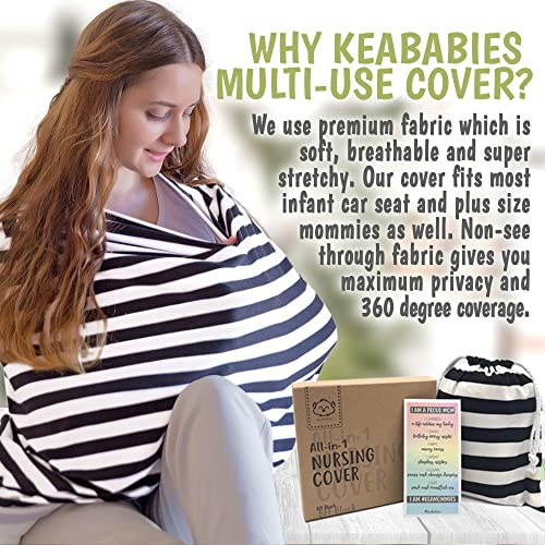 Keababies Carseat Canopy Capa e pacote orgânico de babadores de baby bandana - tampas de amamentação de enfermagem, capa de carrinho