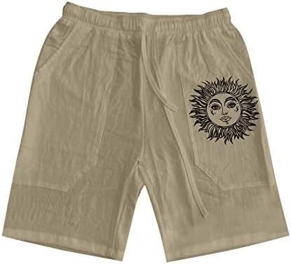 Shorts de linho de algodão masculinos de wenkomg1, shorts de praia leves leves no verão pjama shorts casuais troncos