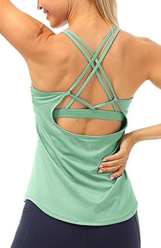 Tampas de treino da IcyZone Braw em sutiã - Tamas de ioga atlética feminina, camisetas de ginástica de exercício de corrida