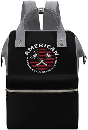 American Fearless Firefighter Backpack à prova d'água Mommy Backpack de grande capacidade Bolsa de viagem multifuncional
