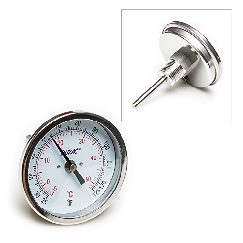 SP BEL-ART, H-B Durac Bi-Metalic Dial Termômetro; 0 a 50c, 1/2 pol. Conexão rosqueada, dial de 75 mm