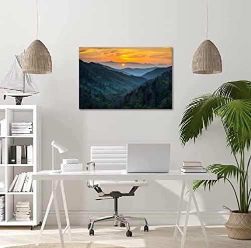 Florest Sunrise National Park Canvas pintando obras de arte grandes montanhas fumadas impressões de imagens artes de