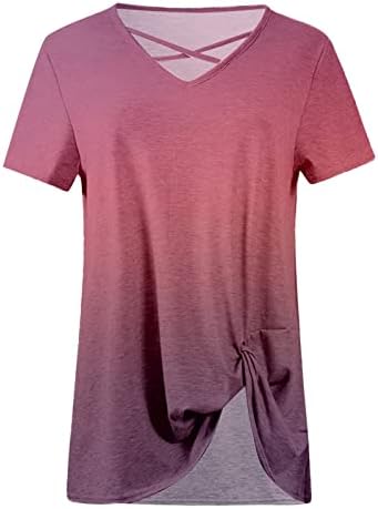 Tshirt de blusa de outono de verão para mulheres 2023 MANAGEM CURTO V GRAPHIC DE CLOGOLIC GRAPHIC LONDO FIL FIT Bandage Shirt UU UU