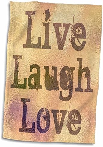3drose manchado de vidro Green Live, risada, amor- palavras inspiradoras- toalha motivacional, 15 x 22
