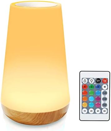 Lâmpada de mesa de cabeceira de cabeceira, lâmpada de toque portátil para quarto, quarto das crianças, viveiro, lâmpada noturna sem fio, 13 cor de cor RGB Luz noturna, USB recarregável