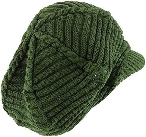 Armycrew Dreadlock Deep Shell RGY Cable Knit Cotton Rasta Beanie com Brim