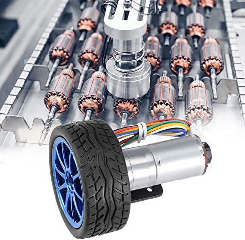 Motor de engrenagem do codificador DIY DC12V, motor de redução de velocidade com suporte de roda de 65 mm de suporte para robôs de carro inteligente para robôs de carro inteligente
