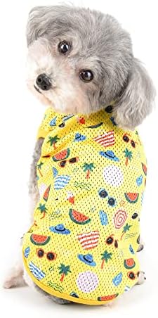 Camisa de cachorro de malha respirável havaiana de ranphy para cães pequenos roupas de estimação com abacaxi cachorrinho com vestuário de colete sem mangas do cachorro