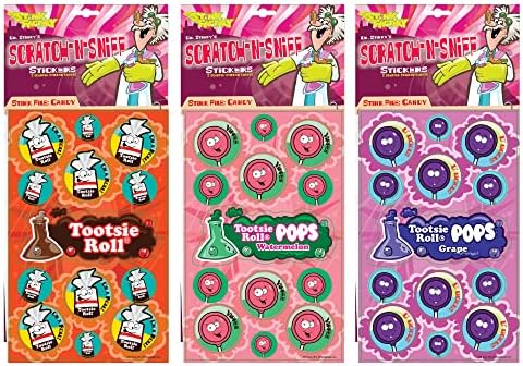 Apenas para risadas, o riso do Scratchs do Dr. Stinky Sniff 3-Pack-Pack-Pack-tootsie Roll Pops Watermelon, Tootsie Roll Pops Grape, Tootsie Roll