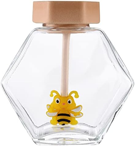 ROPTO Honey Jar Conjunto com Dipper Airtight Lid - recipientes de mel para favores de festas, cozinha doméstica
