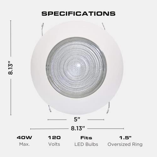 Four Bros FLP 6 polegadas Fresnel Lens de vidro com acabamento de plástico branco, 60 watts Max, para locais úmidos, o chuveiro pode acabar leve, listado UL, 12 pacote