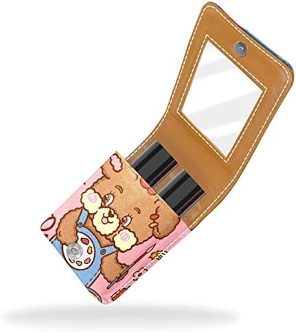 Caixa de batom de Oryuekan, bolsa de maquiagem portátil fofa bolsa cosmética, organizador de maquiagem de suporte de batom, arco -íris de flor de urso de desenho animado