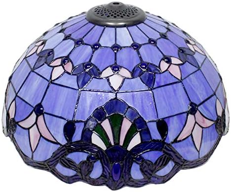 WerFactory Tiffany Teto Light Accet Blue Purple Barrock Stilay Glass Semi Mount Mount Lâmpada largura de 16 polegadas 15 polegadas