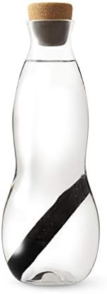 Black + Blum EC002 Carafe com filtro de carvão | Jarro de água de vidro soprado à mão com design ergonômico e rolha natural de cortiça + 1, 1 litro, claro