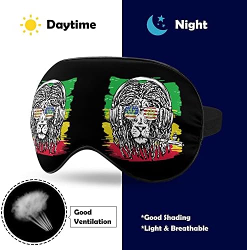 Rasta Lion Print Eye Máscara Bloqueando a máscara de sono com cinta ajustável para o trabalho de turno para dormir para