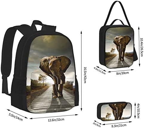 Ognot 3D Elephant Printing School Backpack Teens Girls Boys School School Bookbag com lanchone