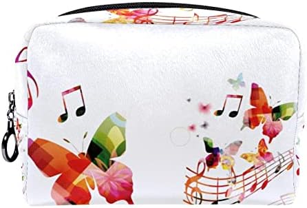 Bolsas de cosméticos para mulheres, bolsas de bolsas de maquiagem de maquiagem Bolsa de maquiagem Meninas, nota musical Butterfly Watercolor