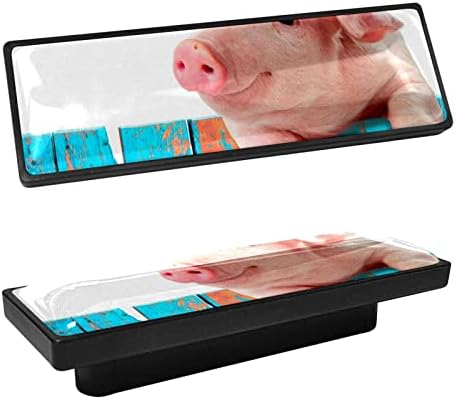 Guerotkr 4 PCs, alças de armário de retângulo, botões de armário, botões de cômoda, alças para armários e gavetas, padrão de placa listrada de porco animal de porco animal