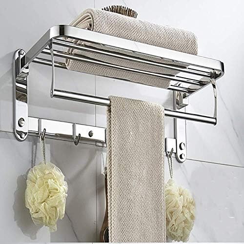 Omoons banheiro prateleira sem punção de aço inoxidável com toalha de toalha de toalha de higiene pessoal de prateleira posicionamento