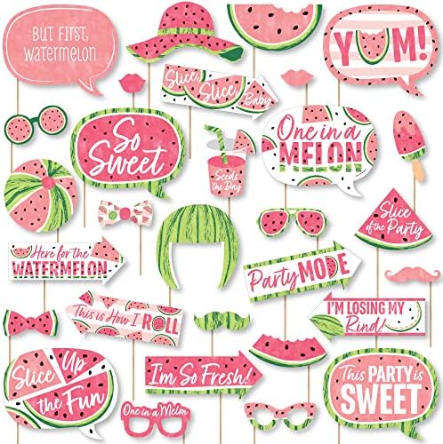 Big Dot of Happiness Funny Doce Sweet Watermelon - Fruit Party Photo Booth Props Kit - 30 contagem