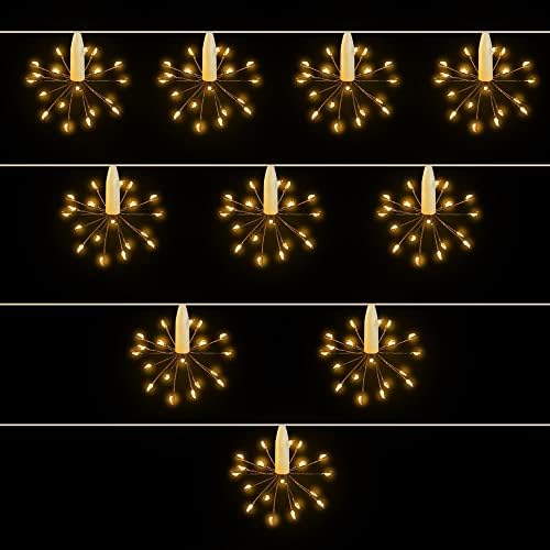 10 peças Operado por bateria Luzes de explosão de natal, 150 LED 8 Funções Twinkle Luzes de fogos de artifício para árvores externas