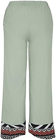 Calças de perna larga de linho de verão casuais para mulheres calças de linho de cintura alta com bolsos calças de salão sólido de colorido sólido