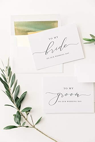 Para minha noiva para o meu noivo no cartão do dia do casamento 4x5.5 Card branco dobrado com caligrafia preta com