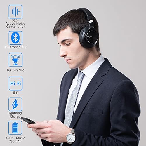 Srhythm NC25 Active Ruído cancelando fones de ouvido, pacote de fone de ouvido estéreo do ANC com NC75 Pro Bluetooth v5.0