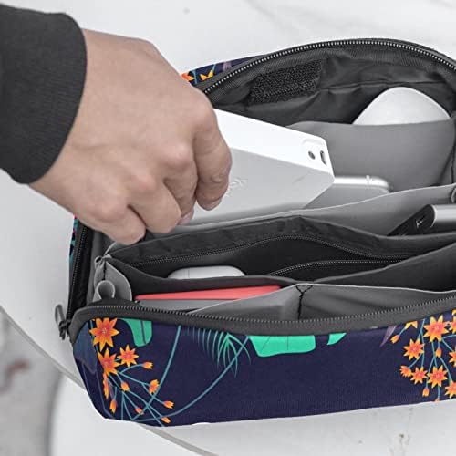 Carteira de bolsa de bolsa de viagem de caixa de transmissão de estojo de caixa de viagem, carteira com zíper de bolso, folhas de flor de papagaio tropical