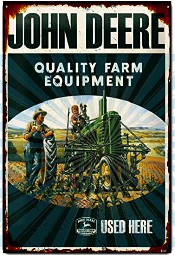 Sinal de lata de metal retro John Deere Qualidade Equipamento agrícola do trator Metal Poster Decoração da fazenda BAR