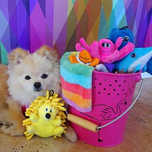 Snuggle Puppy Tender -Tuffs Tiny - Hedgehog amarelo Brinquedo de cachorro de pelúcia de pelúcia com Squeaker - raça pequena brinquedo fofinho e macio