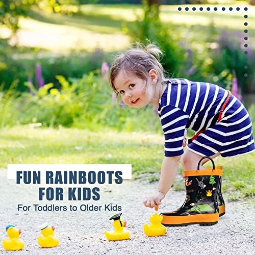 Botas de chuva de borracha Norty para crianças - botas de borracha à prova d'água meninos e meninas sólidas e estampadas de chuva