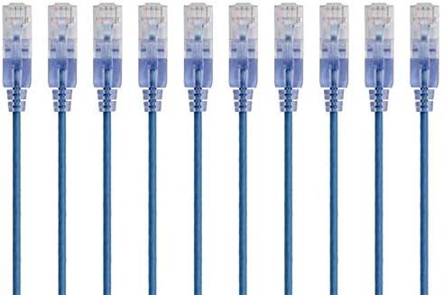 MONOPRICE - 115150 Slimrun Cat6a Ethernet Patch Cable, 1 pés azul 10 -Pack e Cat6a Ethernet Patch Cand - 7 pés - azul, 10 -pacote