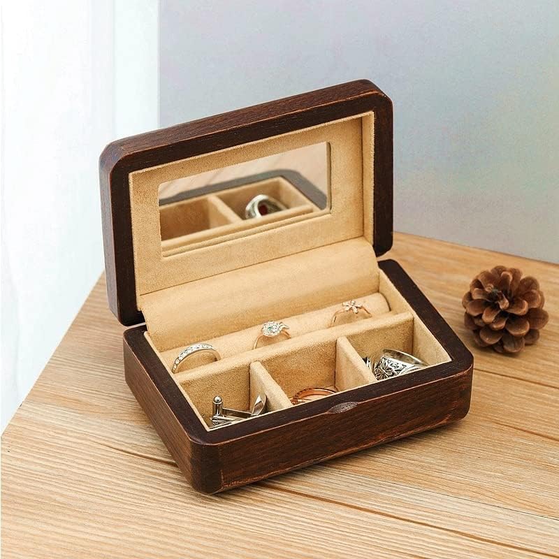 Zzyinhinh AN207 Wooden Small Jewelry Box Storage Organizer Travel Colar de colar de madeira Anel de breol Jóias Exibição de jóias de jóias pequenas jóias