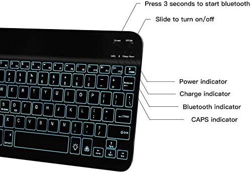 Teclado de ondas de caixa compatível com o coolfan Android 10 GO tablet Tk706 - Teclado Bluetooth Slimkeys - com luz de fundo,