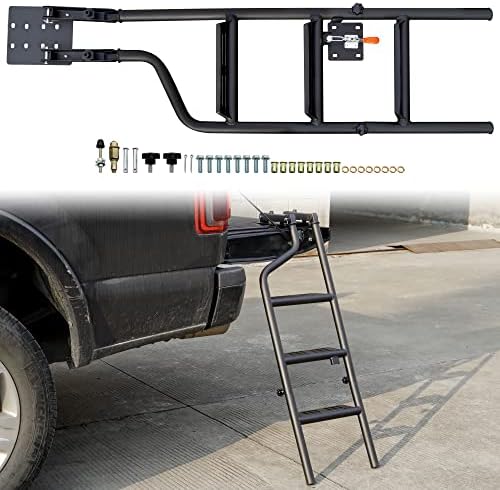 Pokiauto Universal 42 Caminhão dobrável Caminhão traseira escada, escada de porta traseira dobrável de serviço pesado com dispositivo de trava universal ajuste para acessórios de caminhonete