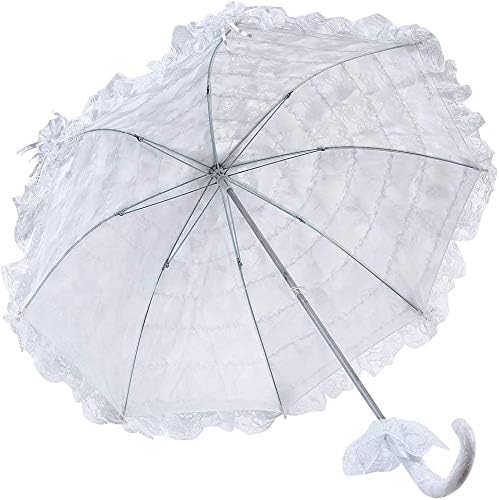 Razzum grande guarda -chuva de casamento, feito à mão, lindos parasol de renda branca, decoração de festas de noivas de casamento,