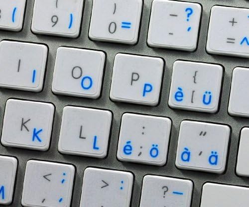 Layout de etiquetas suíços para o teclado Bunco transparente de letras azuis para desktop, laptop e notebook são compatíveis