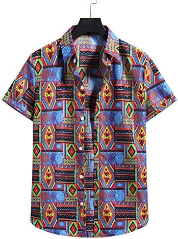 Camisas havaianas masculinas Manga curta Camisa impressa e estampada de camisa de praia casual e confortável para homens para homens