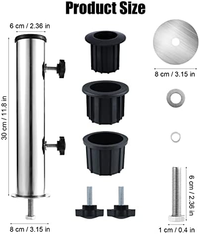 Conjunto de tubo de suporte de suporte de pólo de guarda -chuva, manga de tubo de inserção de pvc inserir aço inoxidável