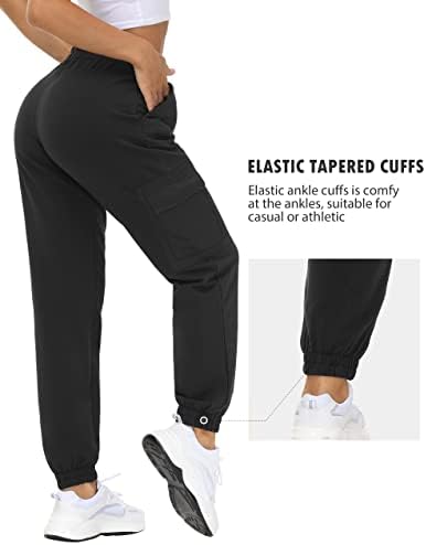 Calça de moletom de carga para mulheres com bolsos algodão macio de cintura alta calça de moletom de suor solto treino ativo
