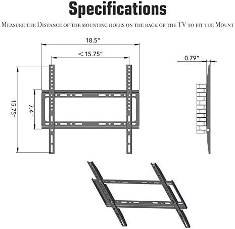 Suporte de parede de parede de aço inoxidável para a maioria das TVs curvas planas de 26 a 5,5 polegadas, base de parede