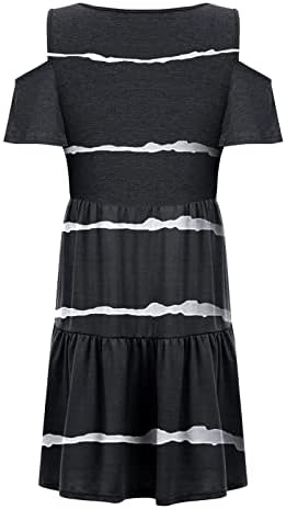 FARRARN, Mini vestido de manga feminina feminina Mini vestido de verão frouxo solto vestido plissado com bolsos