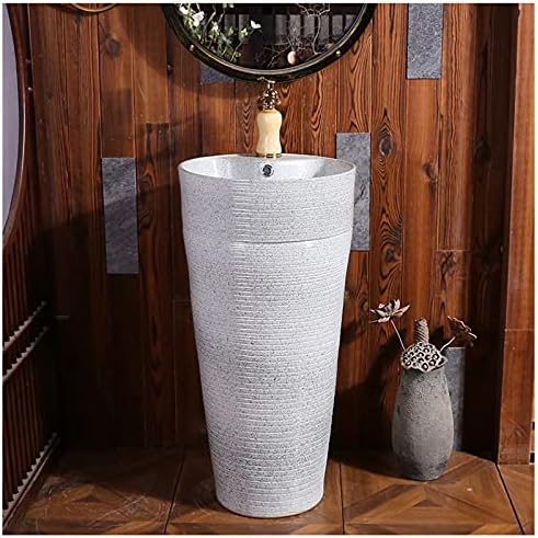 Pia cilíndrica de banheiro de pedestal de Yrra, com pedestal duro e fácil de limpar a unidade de bacia em pé para interno e externo, k, com espelho